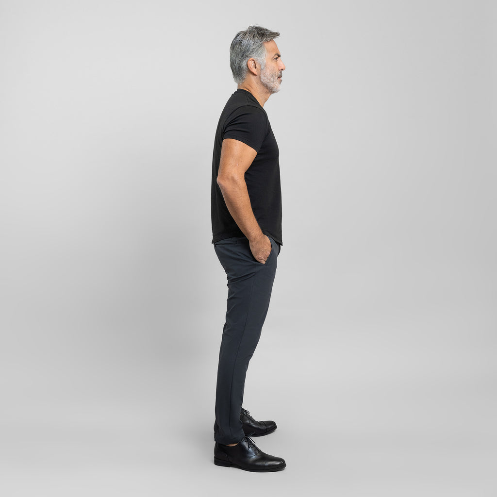 Bespoke custom athleisure technical men's suit los angeles model Guillermo in Charcoal