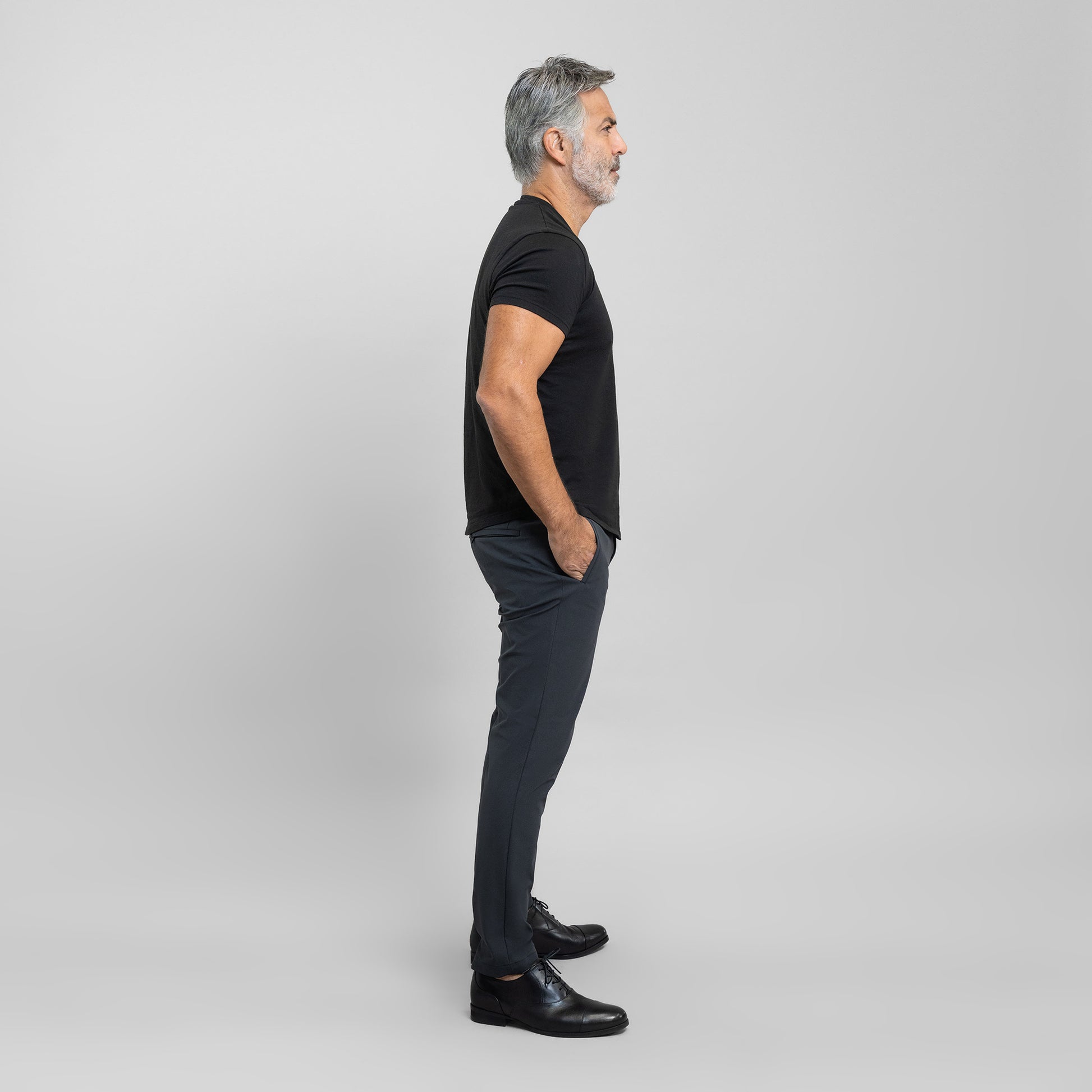 Bespoke custom athleisure technical men's suit los angeles model Guillermo in Charcoal