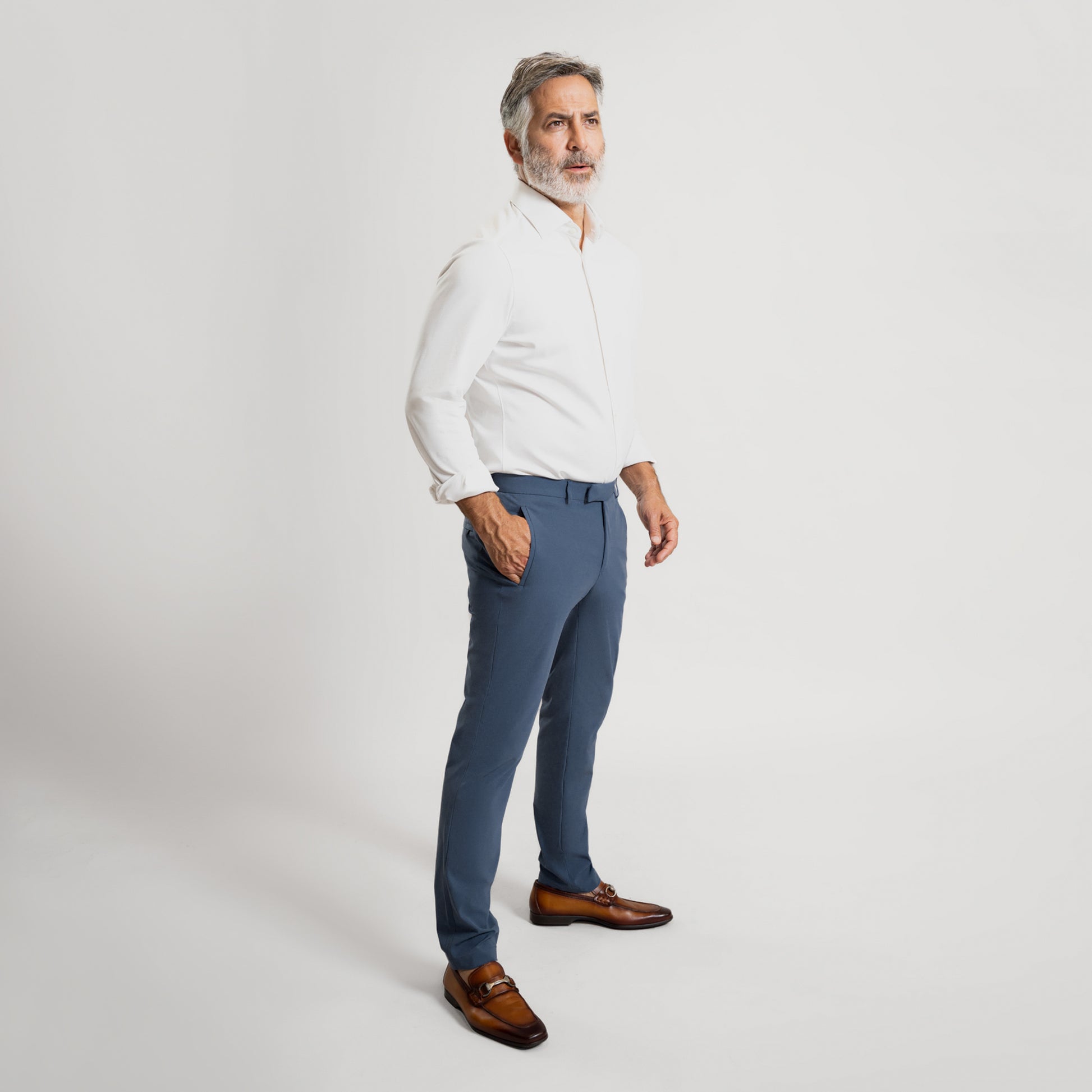 Bespoke custom athleisure technical men's suit los angeles model Guillermo in Marina