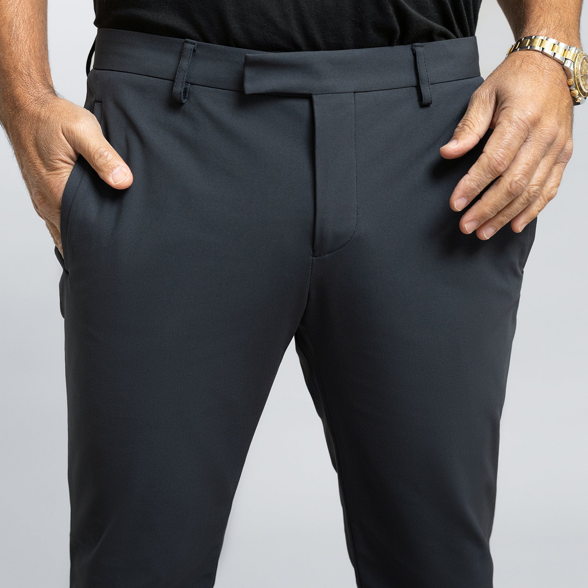 Bespoke custom athleisure technical men's suit los angeles model Guillermo in Charcoal