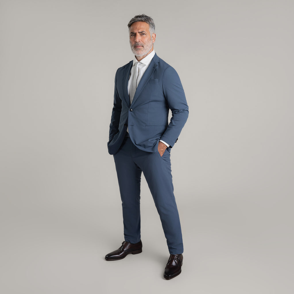 Bespoke custom athleisure technical men's suit los angeles model Guillermo in Marina