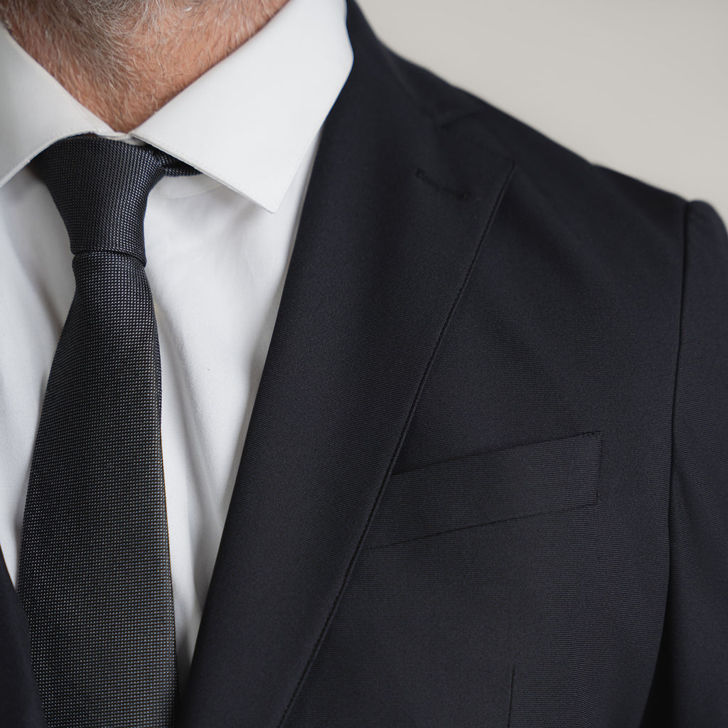 Bespoke Custom Athleisure Technical Men's Suit Los Angeles model Guillermo in Black