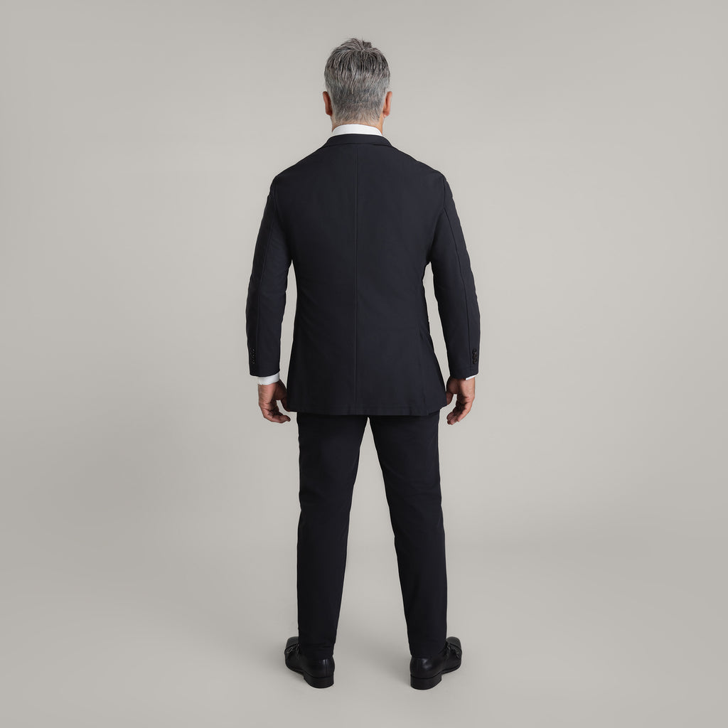 Bespoke Custom Athleisure Technical Men's Suit Los Angeles model Guillermo in Black