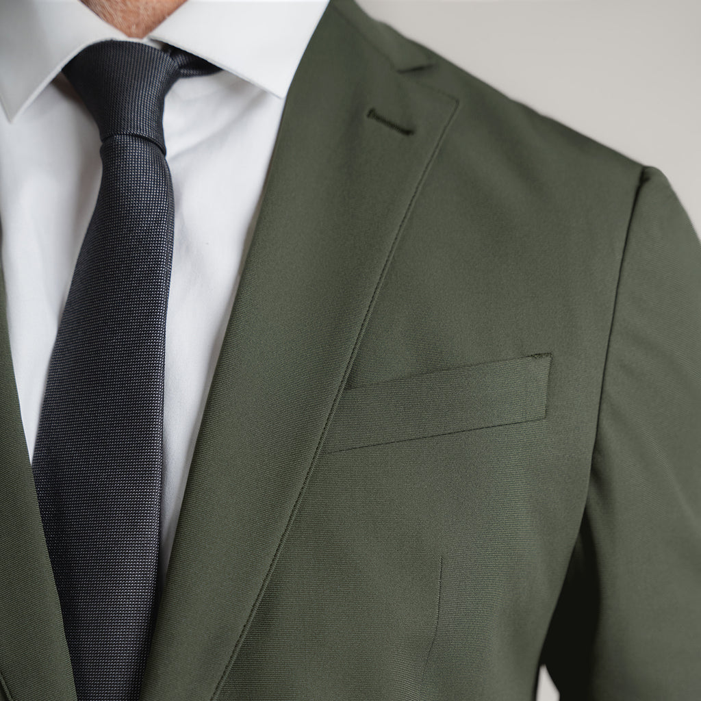 Bespoke custom athleisure technical men's suit los angeles model Guillermo in Moss