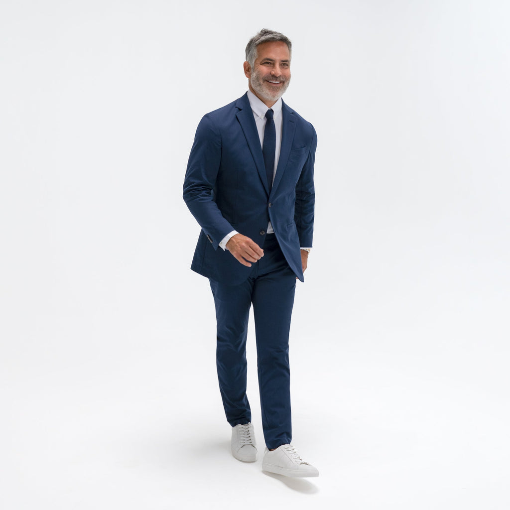 bespoke custom trousers pant chino performance technical model Guillermo in Navy