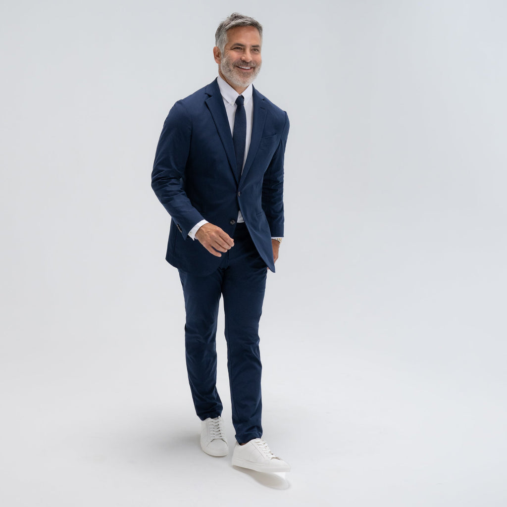 bespoke custom trousers pant chino performance technical model Guillermo in Navy