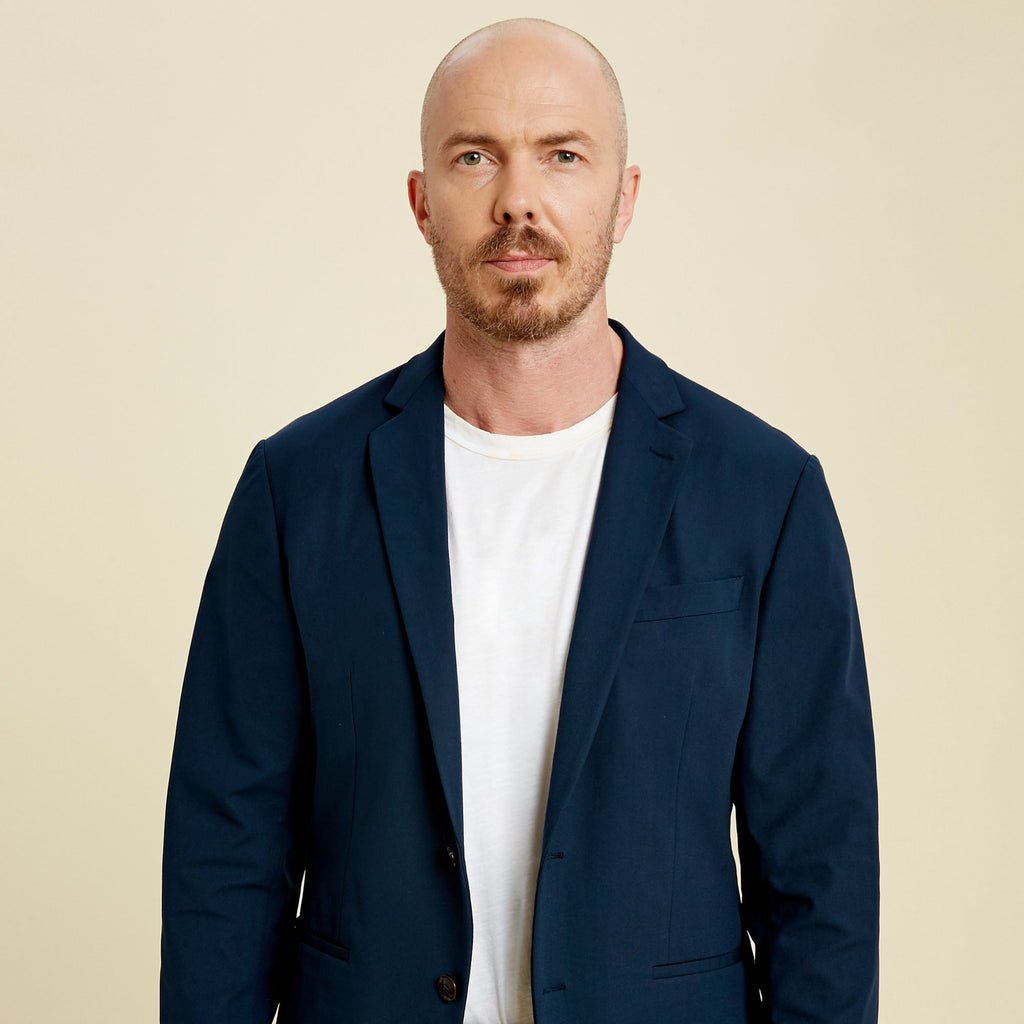 Bespoke custom athleisure technical men's suit los angeles model Pieter in Nautical Blue